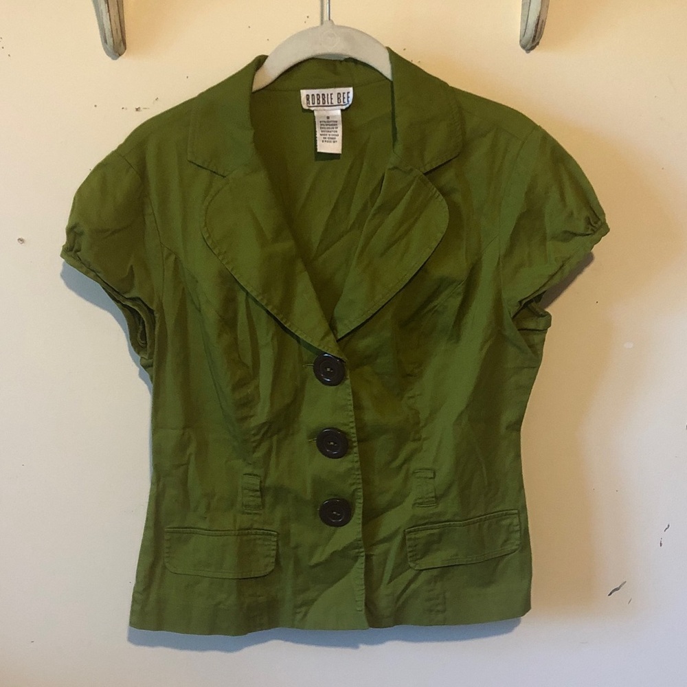 Robbie Bee Olive Green Short Sleeve Blazer